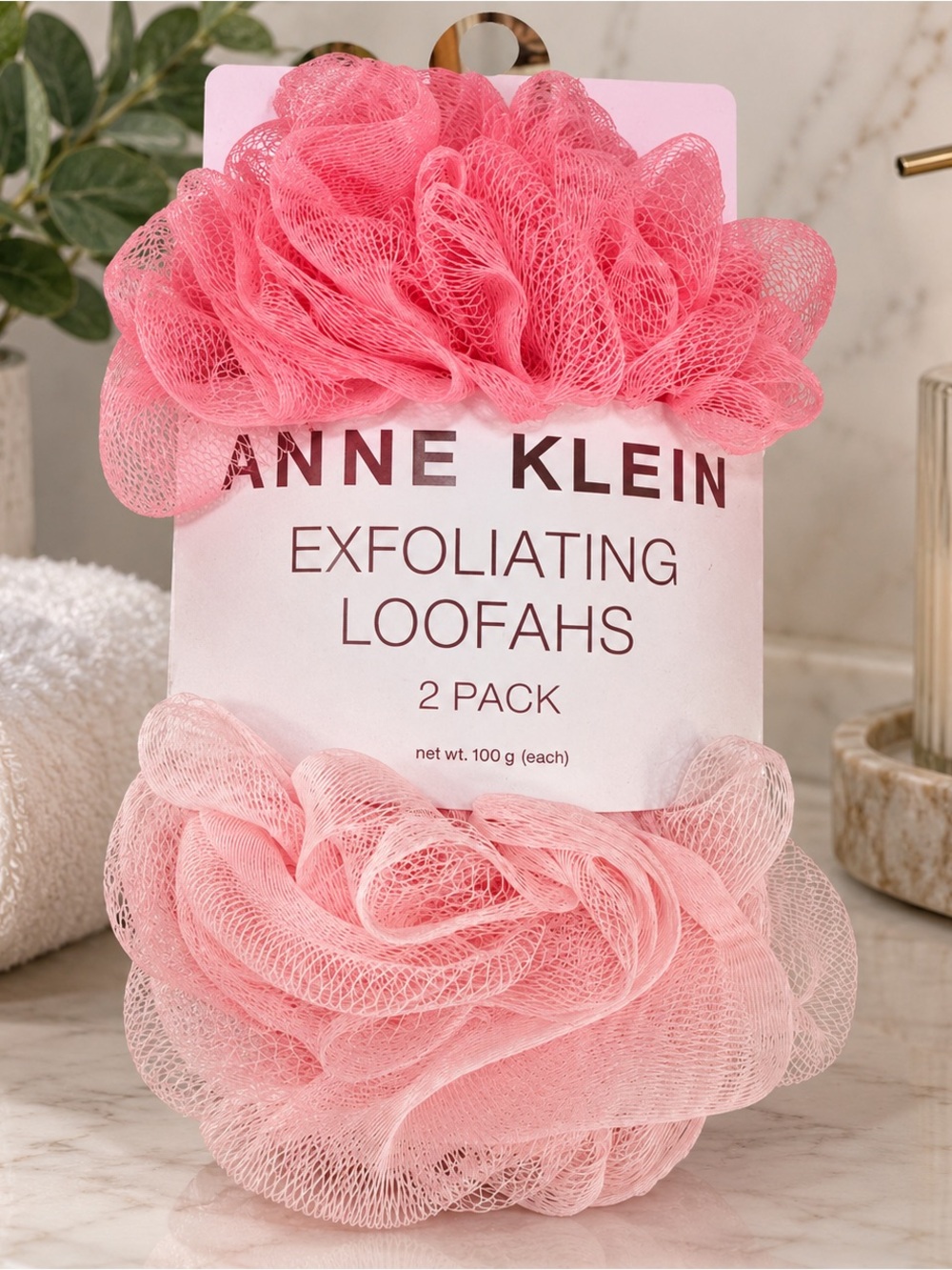 Anne Klein Pink Exfoliating Loofah Duo
